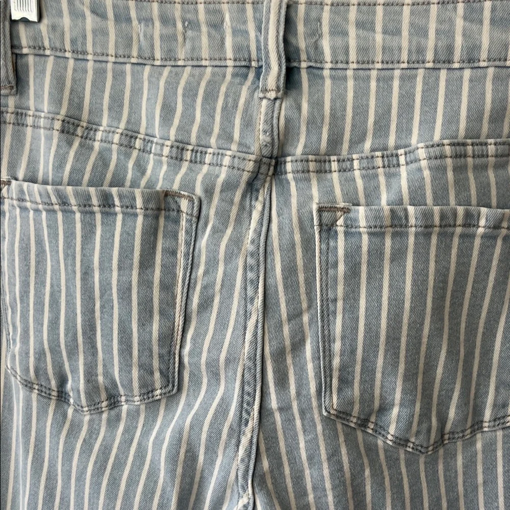 KanCan Signature Ultra High Rise Extreme Flair Light Blue Strip Jeans Women FLAW - Picture 4 of 13